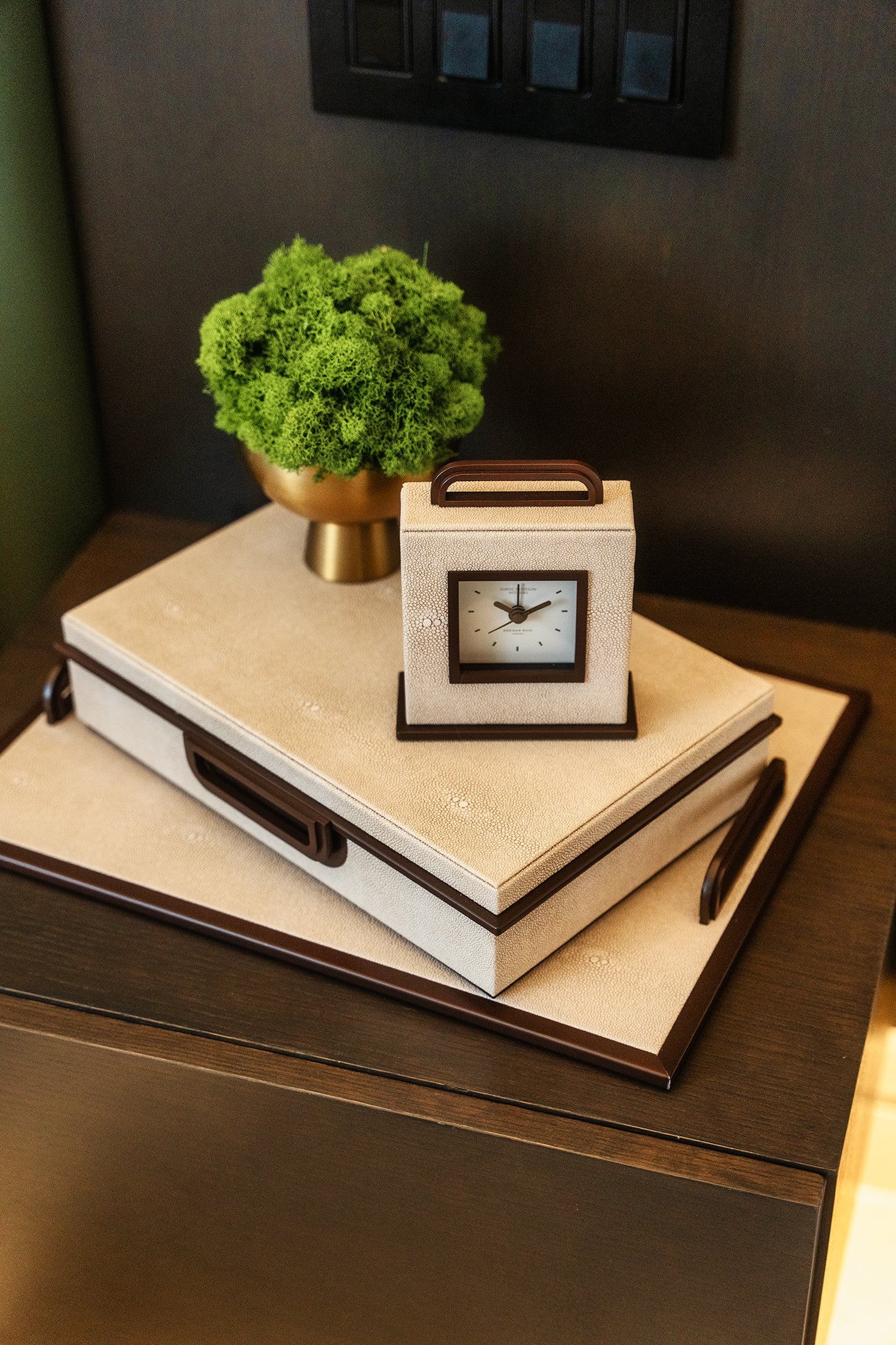 Addison Ross Ecru Faux Shagreen Carriage Clock - Image 2