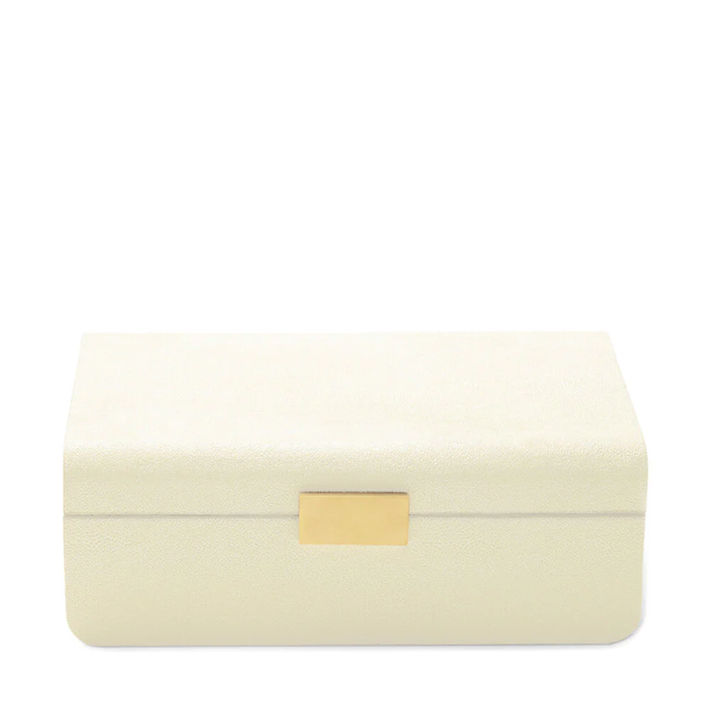 Aerin Shagreen Cream Jewelry Box