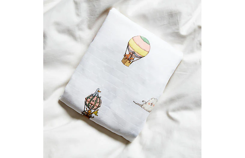 Atelier Choux Hot Air Balloon Satin Crib Sheet - Image 3