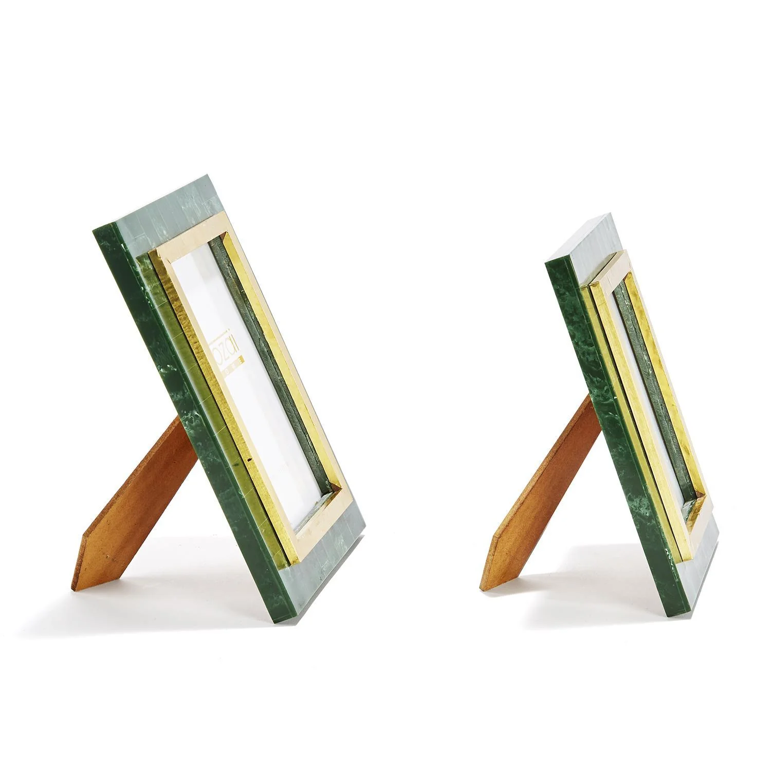 Set of 2 Aventurine Green and Gold Photo Frame - Image 2