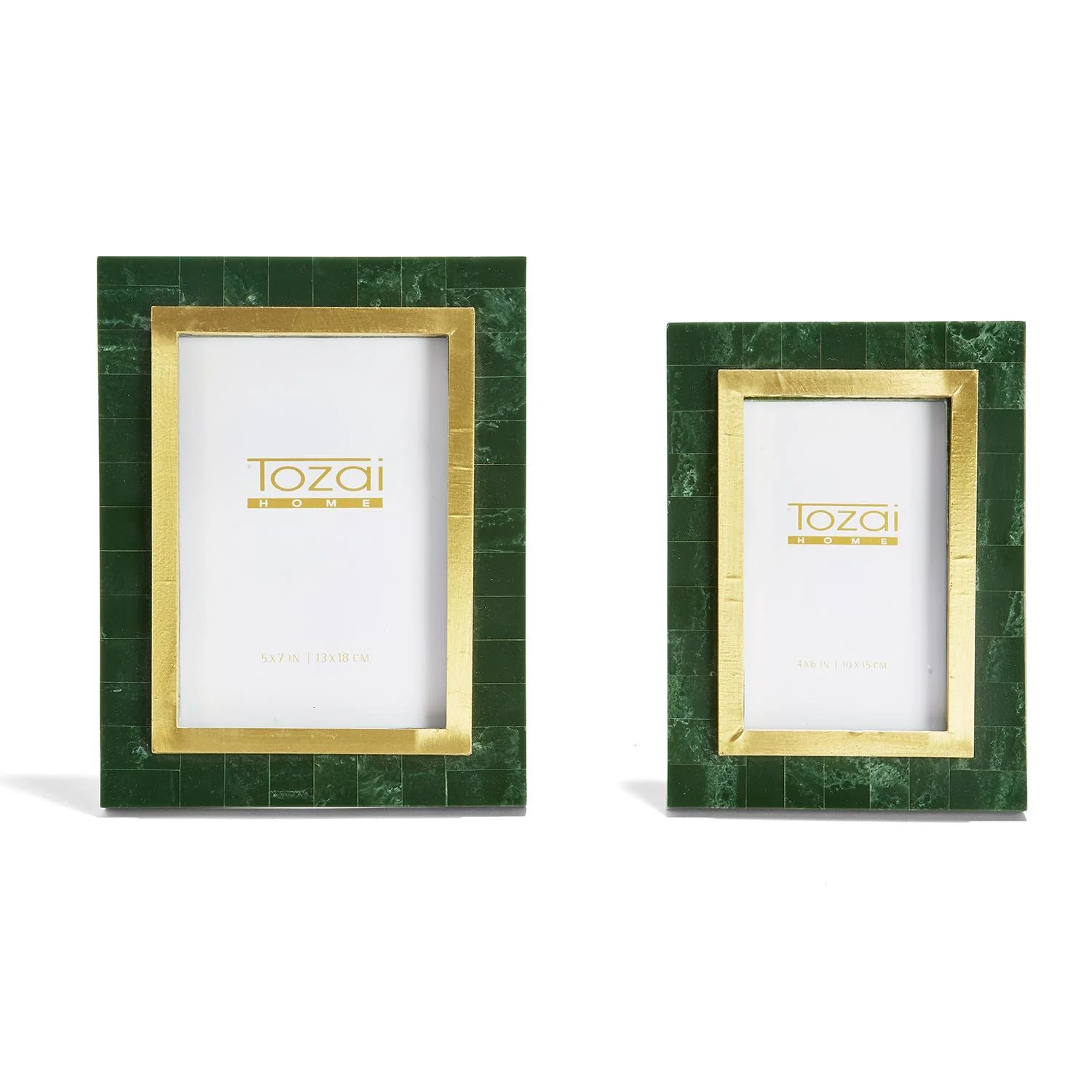 Set of 2 Aventurine Green and Gold Photo Frame - Image 4