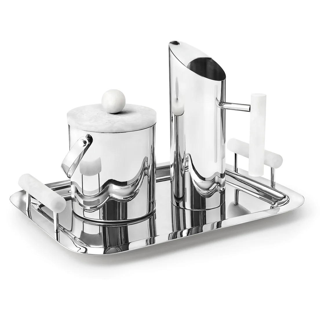 Azure Matte White Resin & Stainless Steel Tray - Image 2