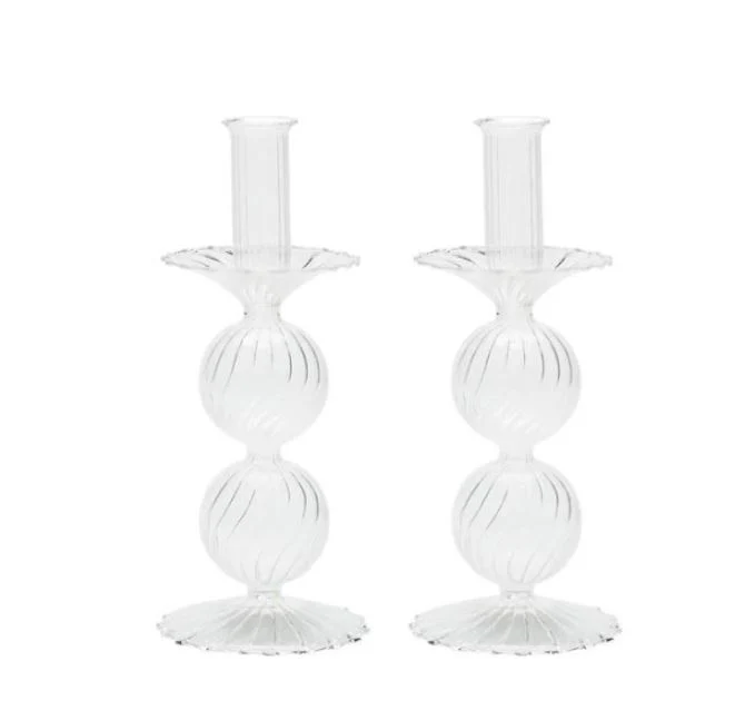 Kim Seybert Bella Clear Candelstick Set of 2
