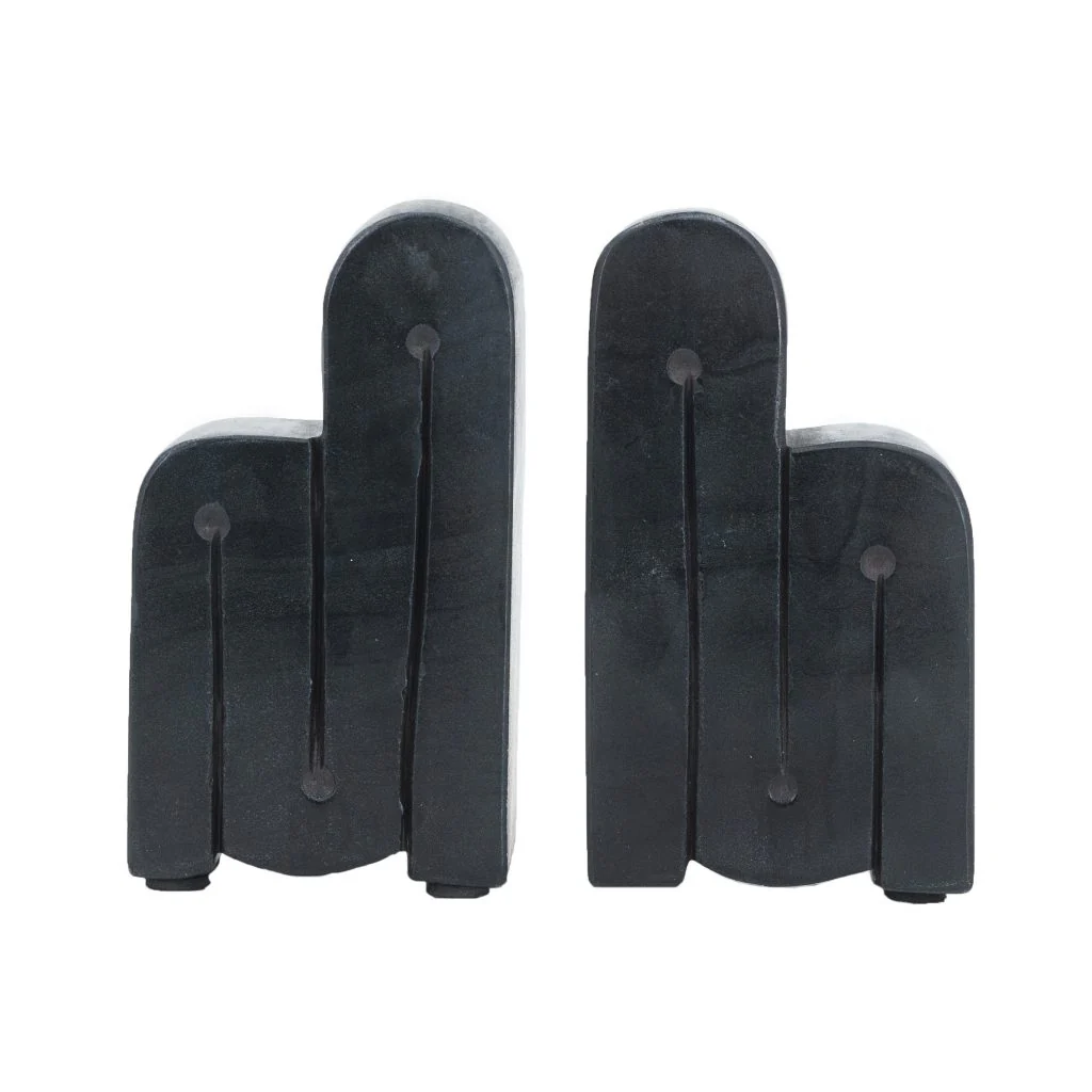 Black Marble Scroll Bookends - Image 2
