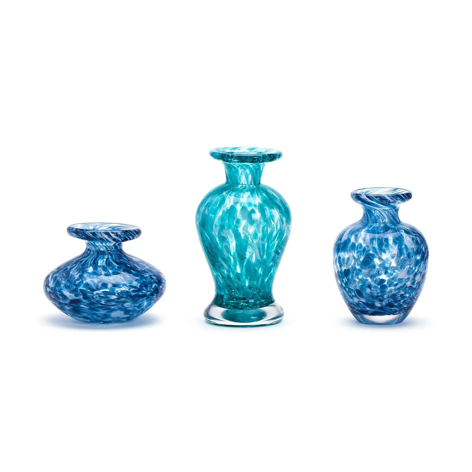 Blue Glass Bottle Vase Set of 3 - Image 3
