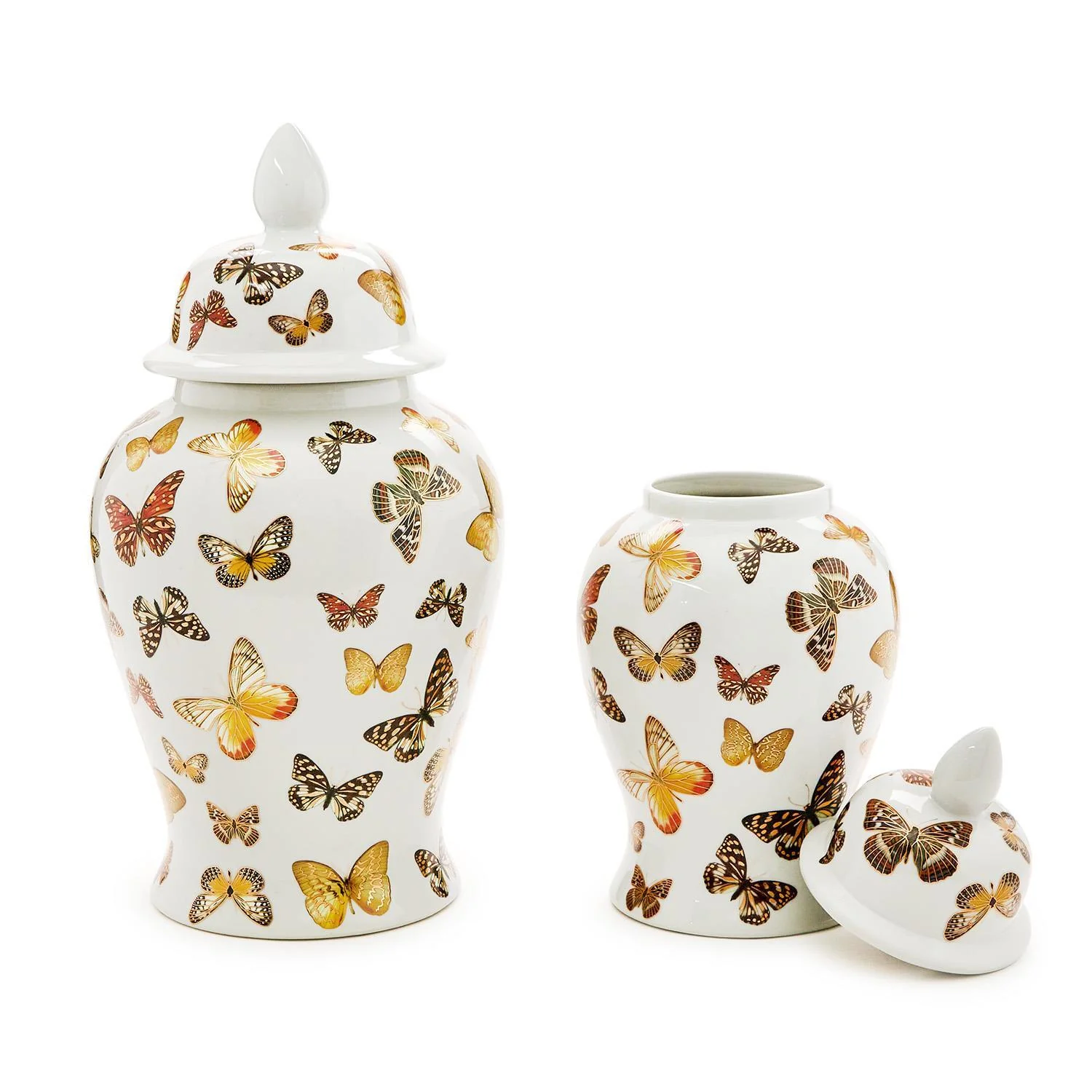 Set of 2 Butterfly Garden Covered Temple Jar - Image 4