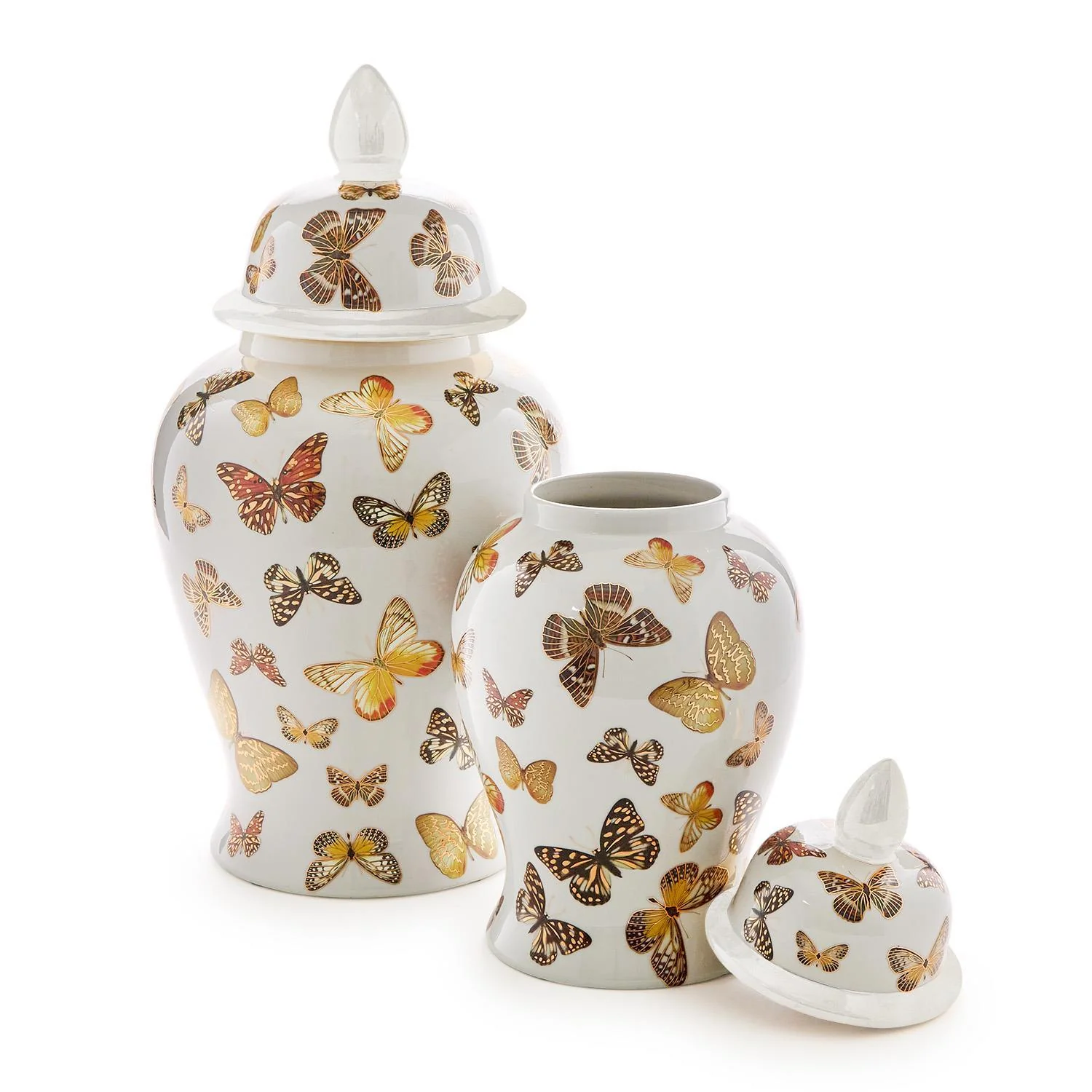 Set of 2 Butterfly Garden Covered Temple Jar - Image 5