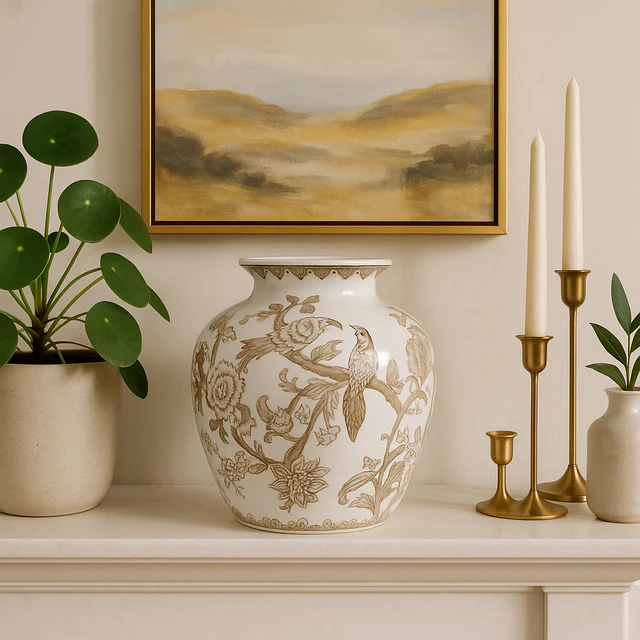 Chinoiserie Bird & Vines Vase - Image 4