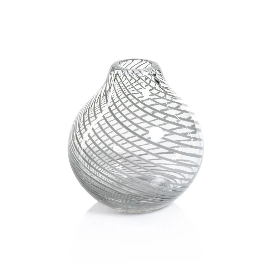 Claire Clear Bud Vase with Sea Green Swirl - Image 2