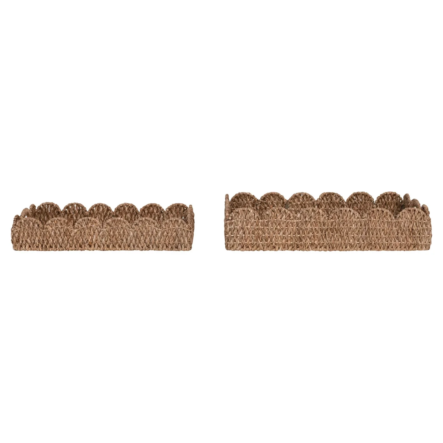 Decorative Braided Bankuan Trays with Handles & Scalloped Edge, Set of 2 - Image 3