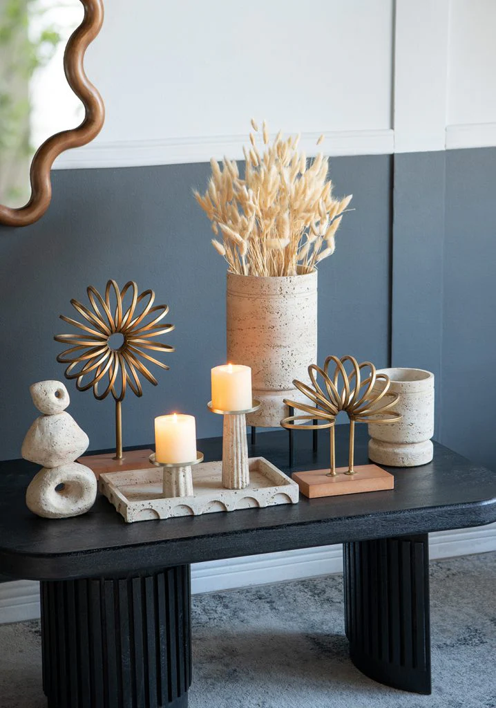 Decorative Cement Tray with Wave - Image 2