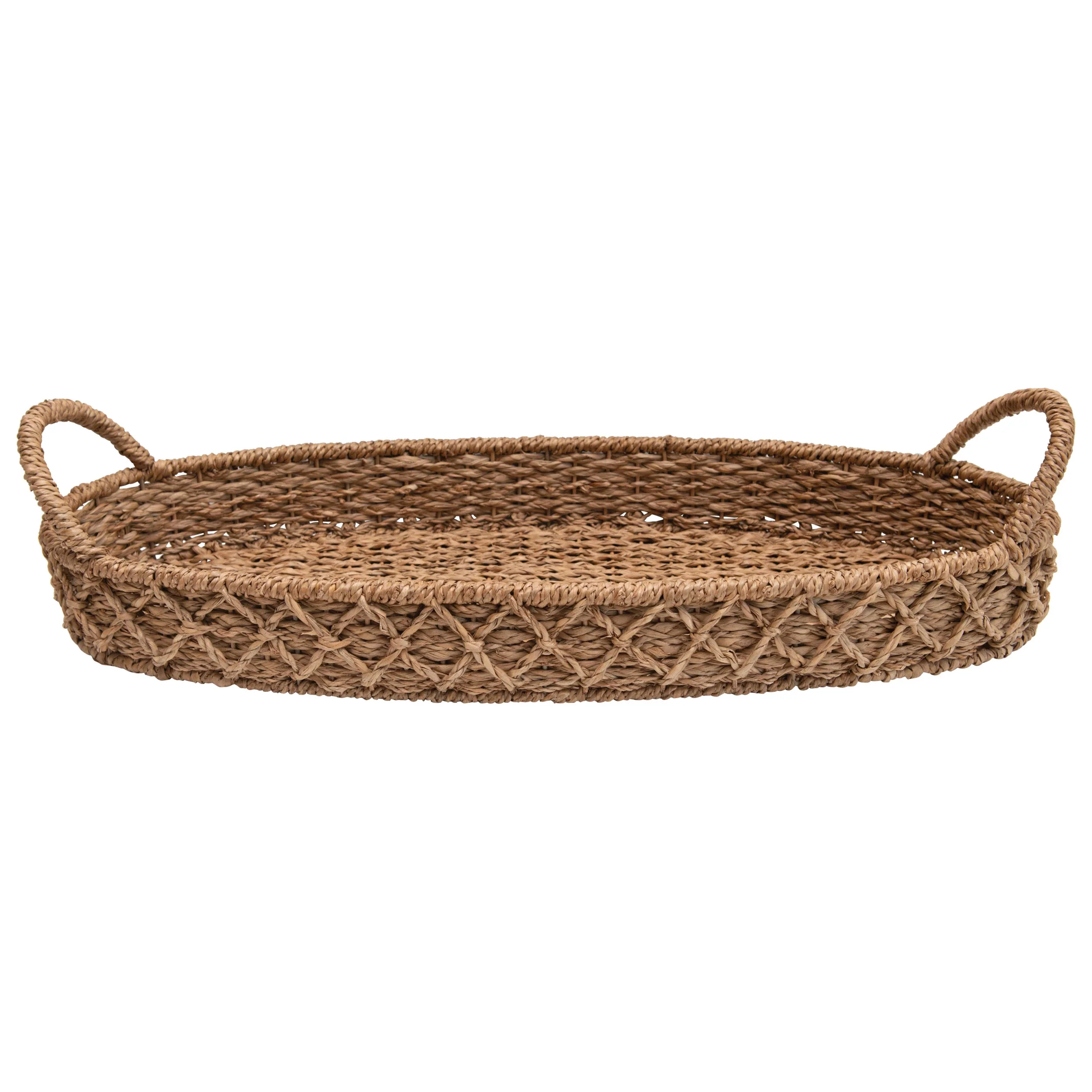 Decorative Woven Seagrass Tray with Handles - Image 4