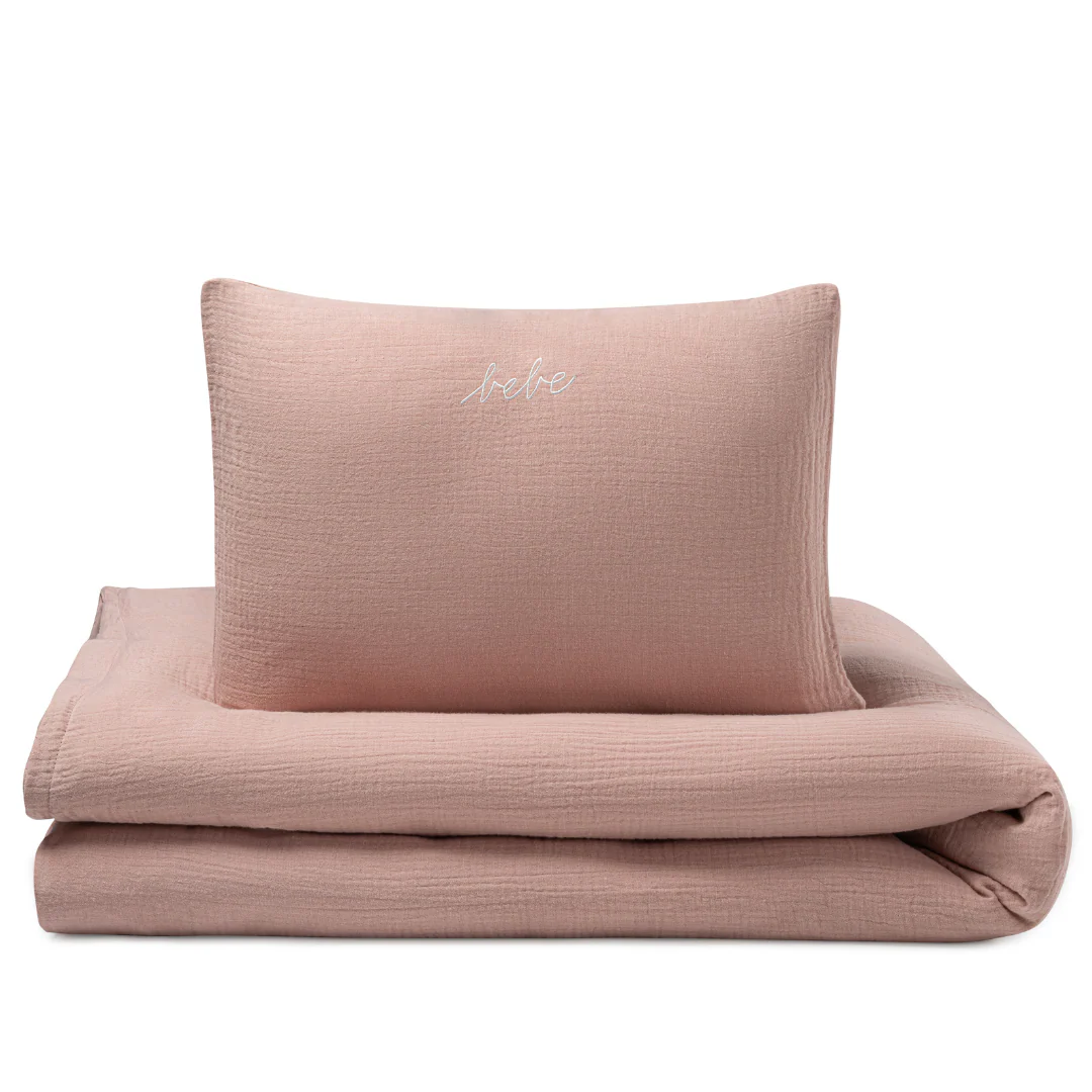 DH Gauze 3 Piece Pink Crib Set in Pouch - Image 2