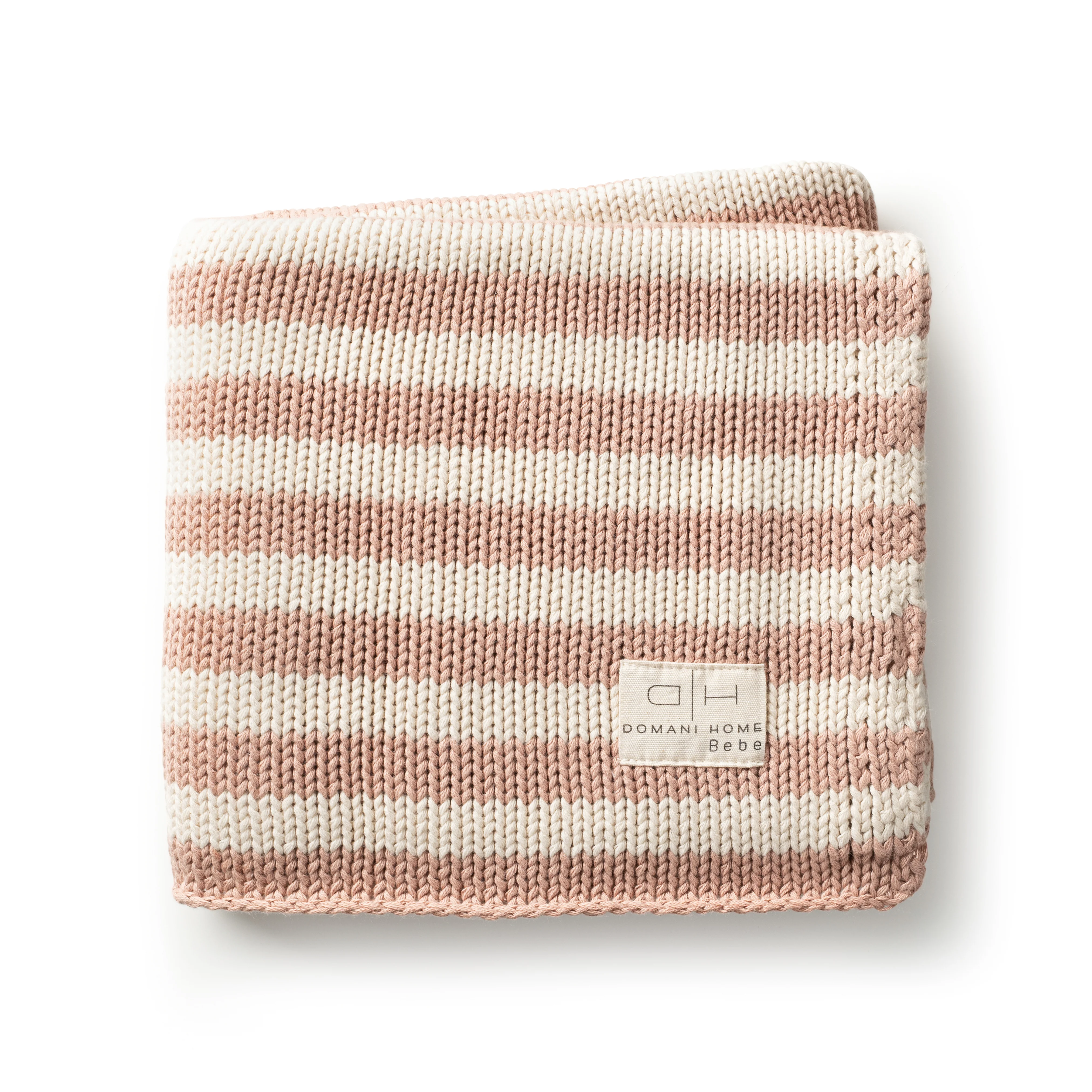 DH Iconic Stripe Knit Baby Blanket Blush - Image 2