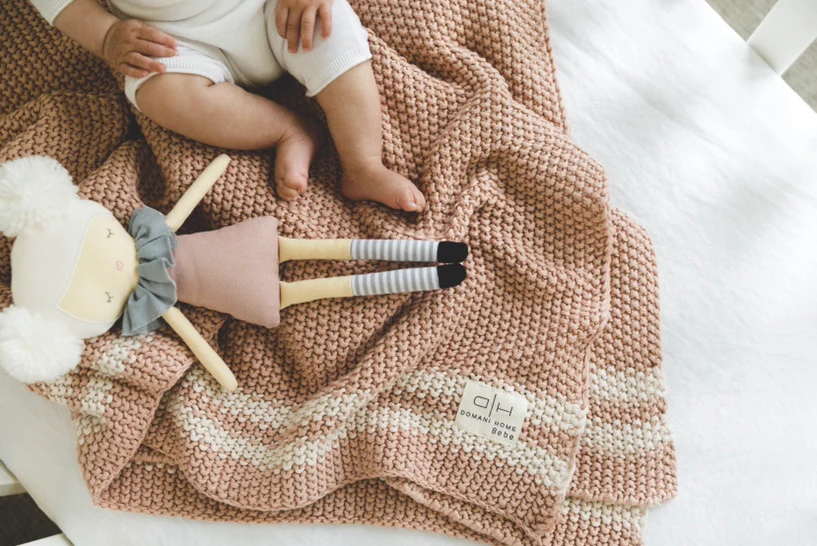DH Marici Pink Shell Striped Baby Blanket - Image 3