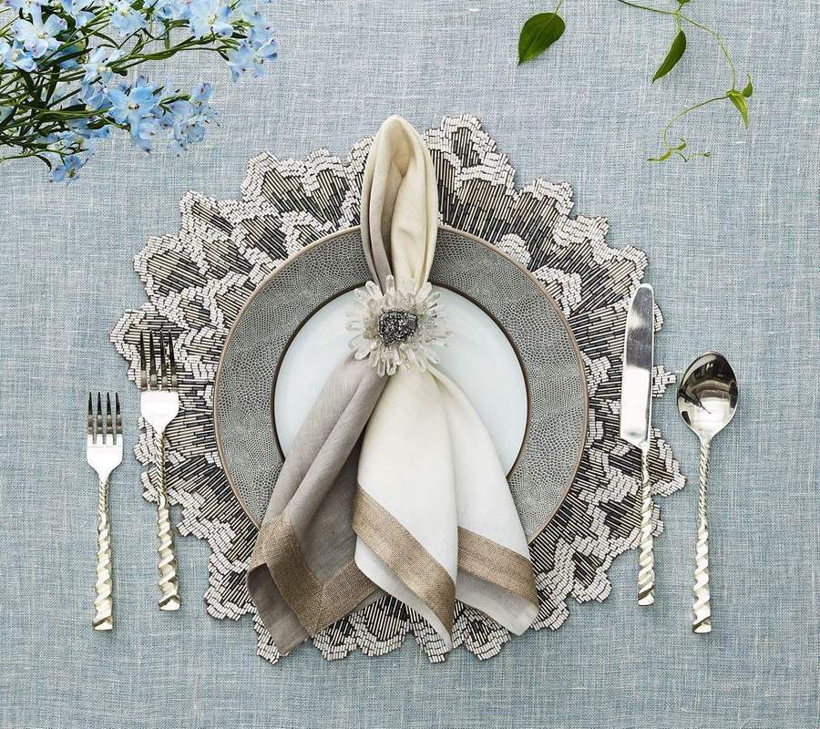 Kim Seybert Dip Dye Gray & Silver Napkin - Image 3