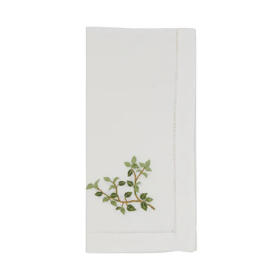 S/6 Embroidered Oregano Hemstitch Napkin