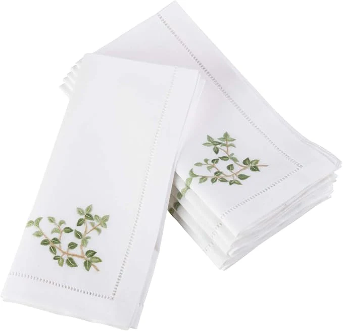 S/6 Embroidered Oregano Hemstitch Napkin - Image 3