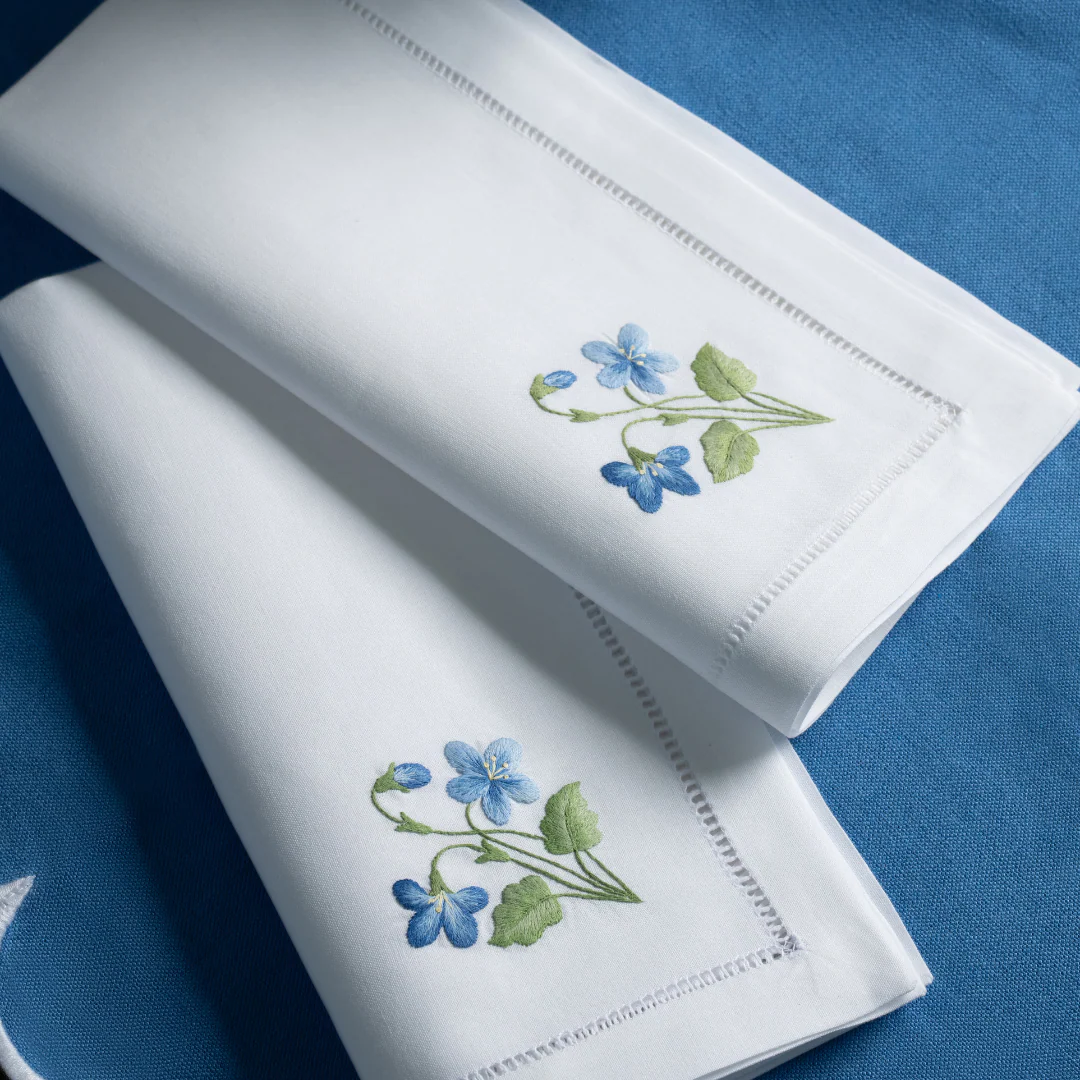 Embroidered Violet Hemstitch Napkin 6 Pack - Image 6