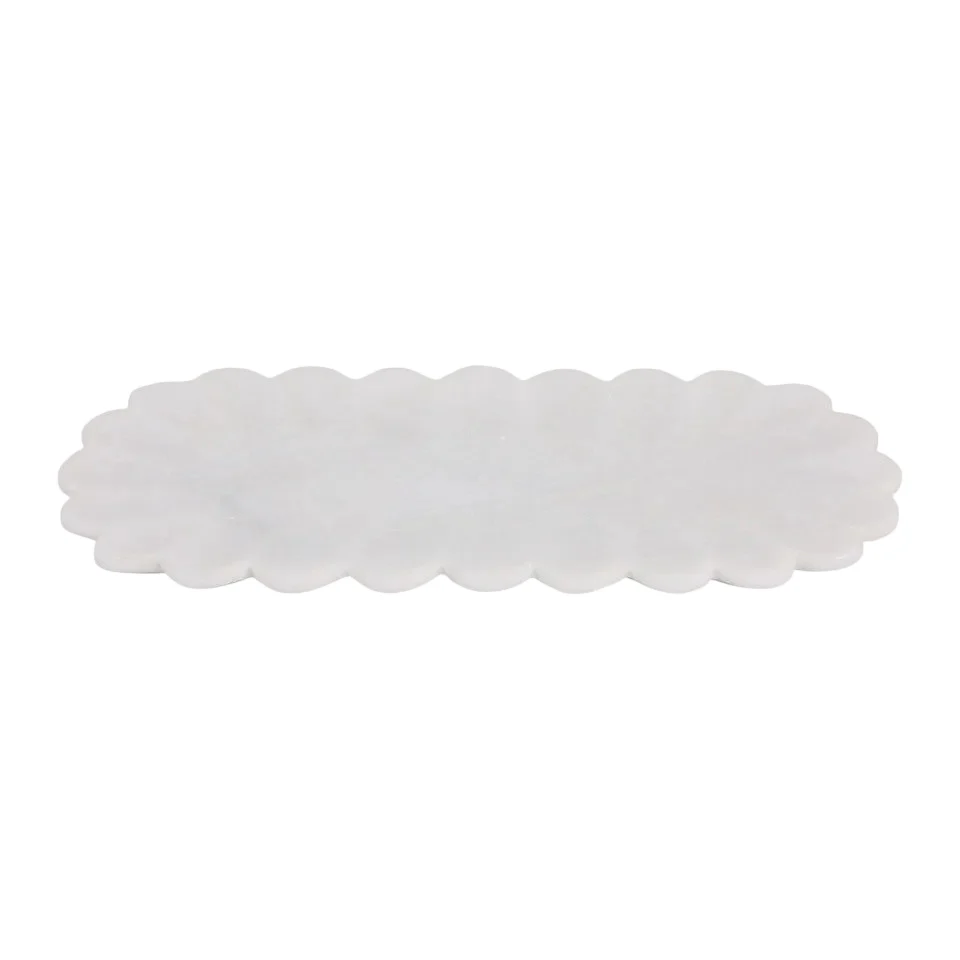 Flat Scallop Edge Marble Tray