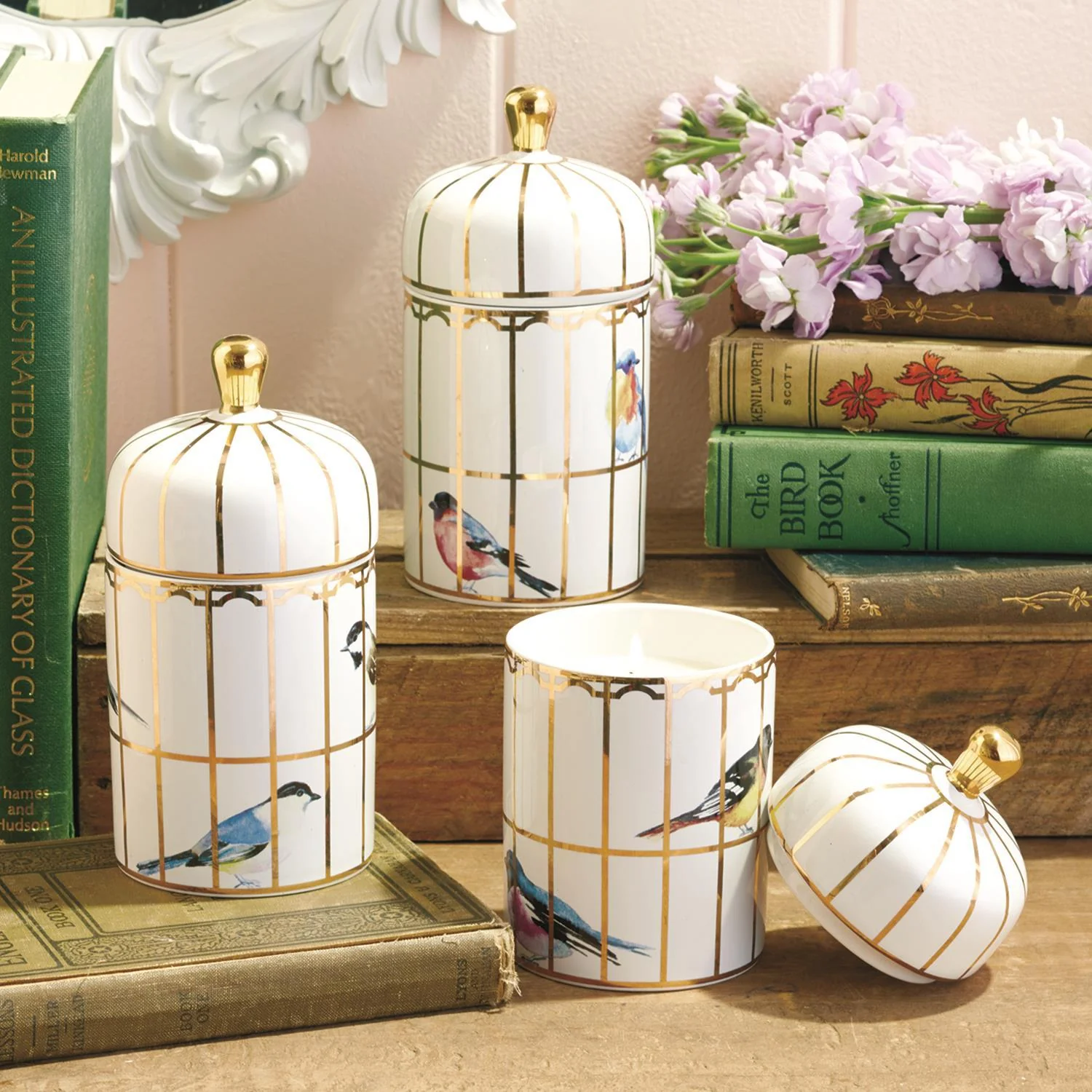 Gilded Cage Lidded Filled Candle with Lemon Verbena Scented Wax - Image 2
