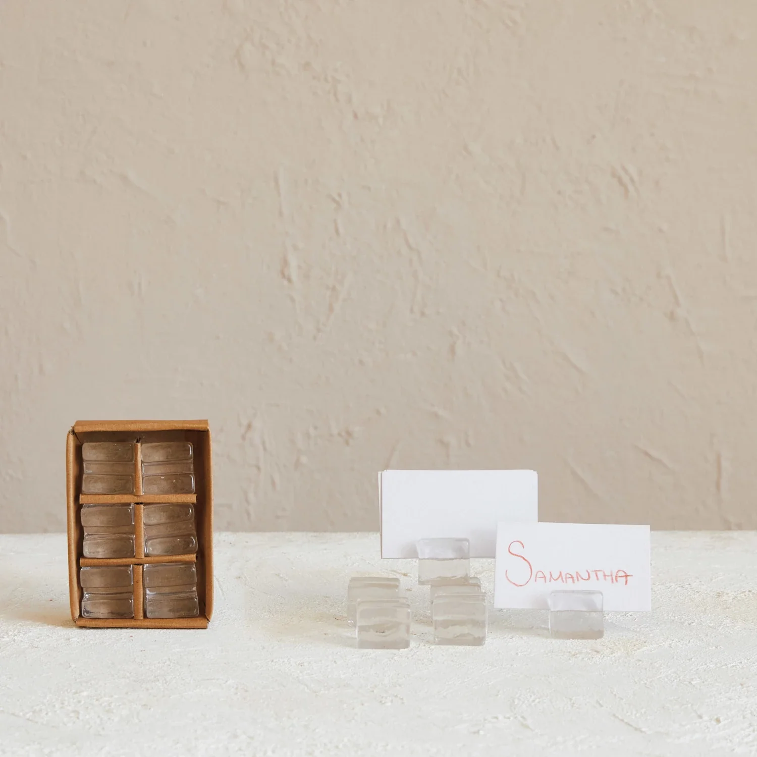 Glass Cube Place Card/Photo Holders Set Of 6 - Image 4