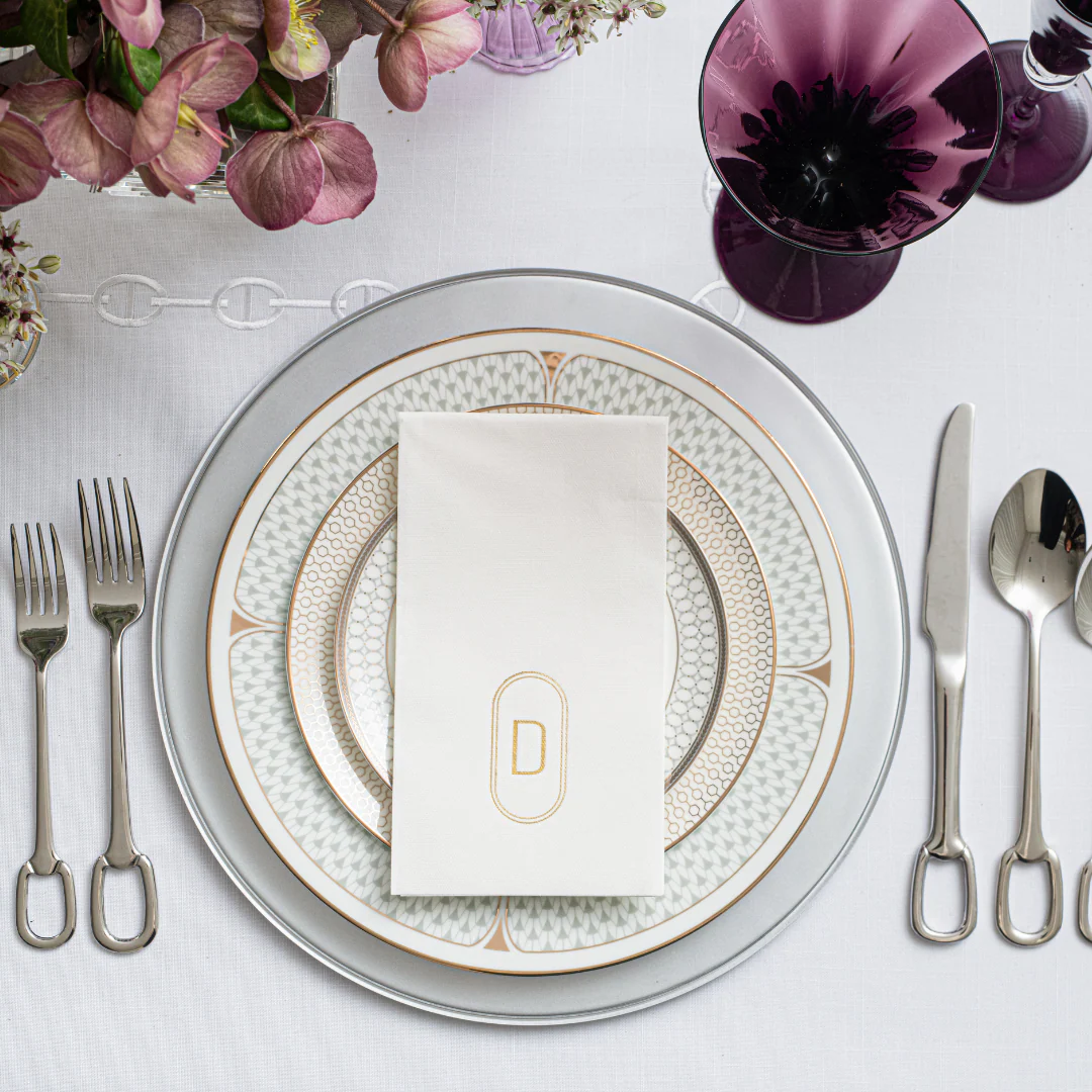 Gold Oval Napkins With Acrylic Tray Gift Set - Image 2