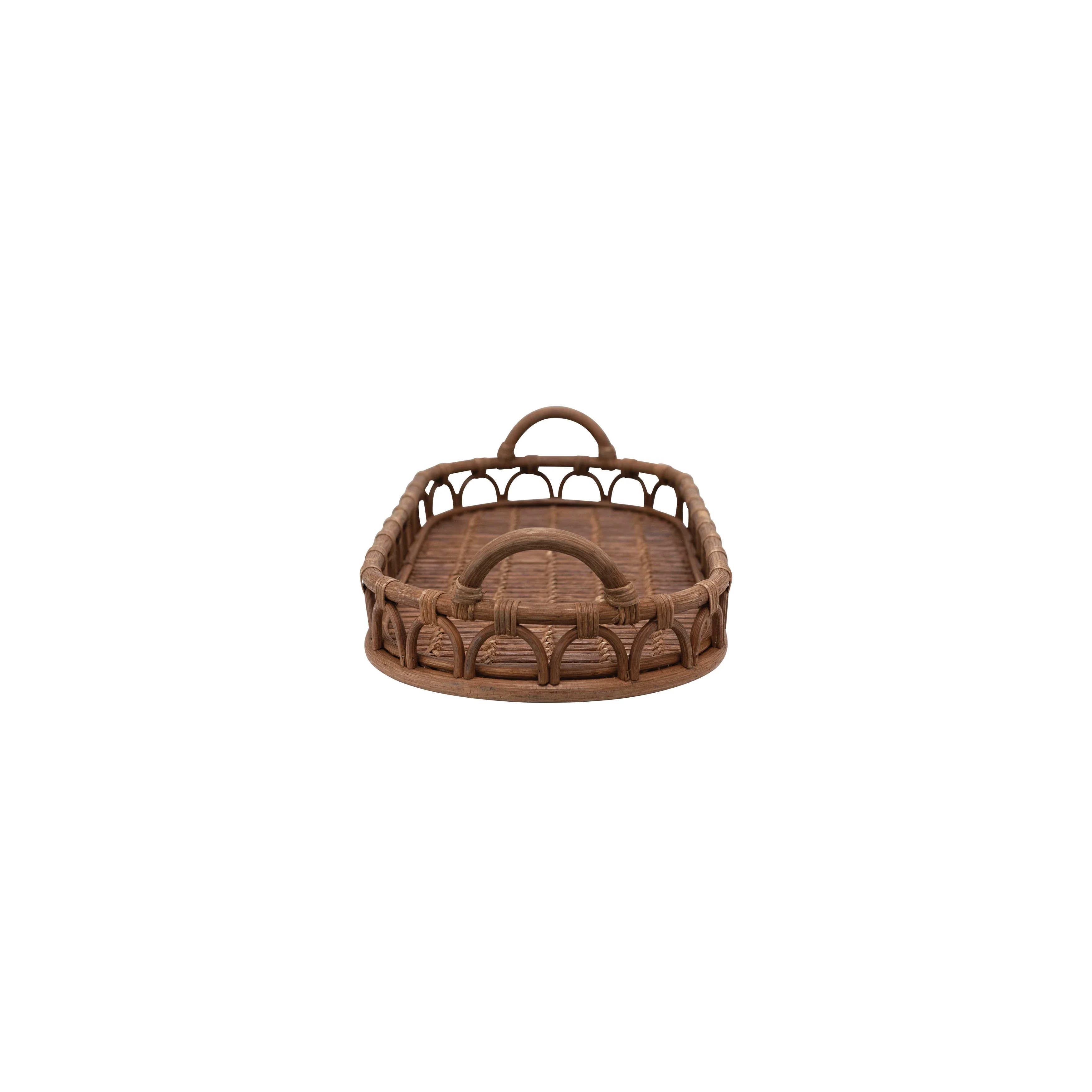 Hand-Woven Rattan Tray with Handles - Image 3