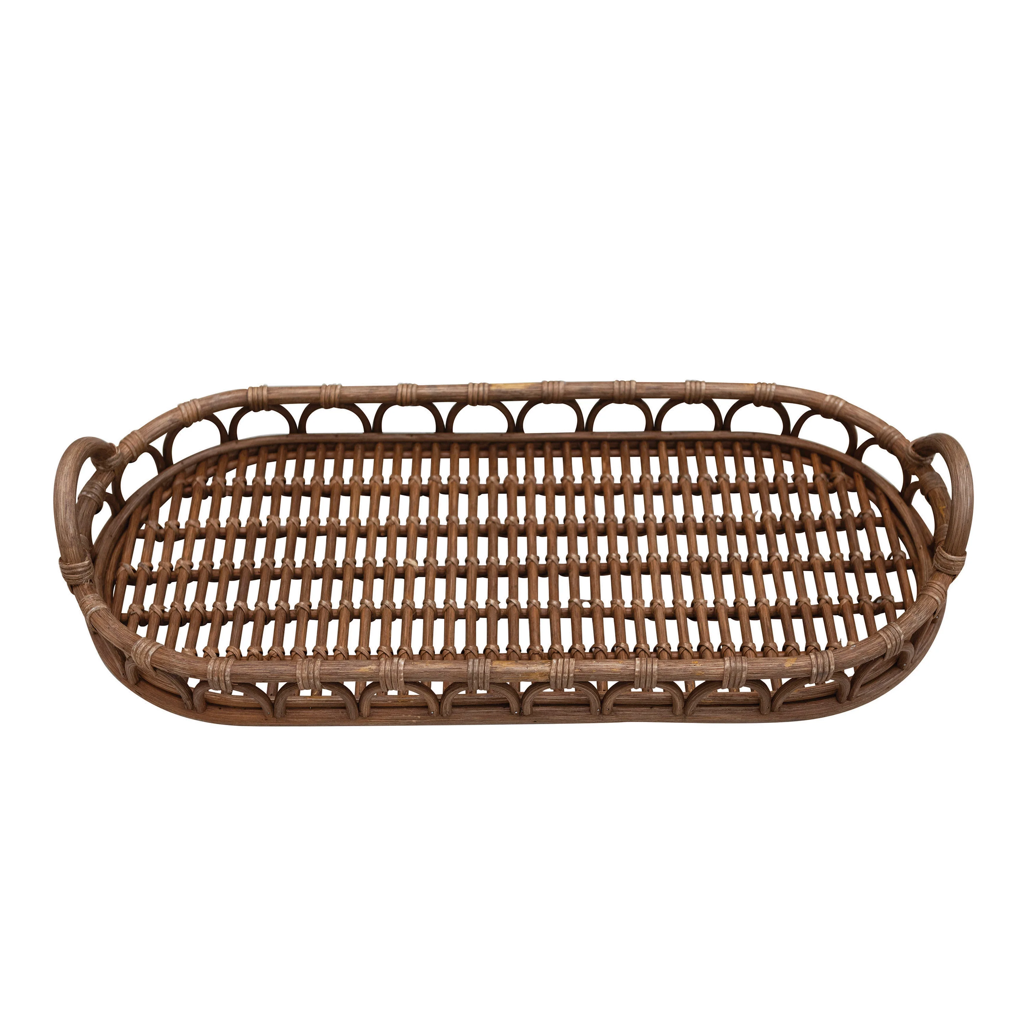 Hand-Woven Rattan Tray with Handles - Image 4