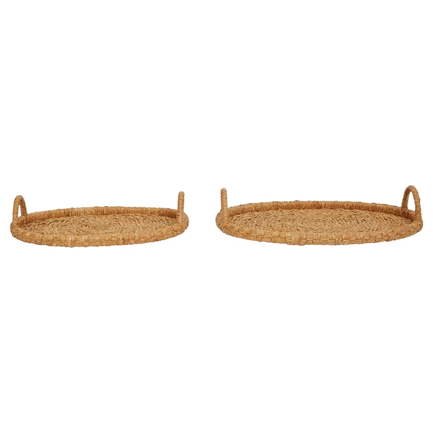 Hand-Woven Trays with handles, Set of 2 - Image 2