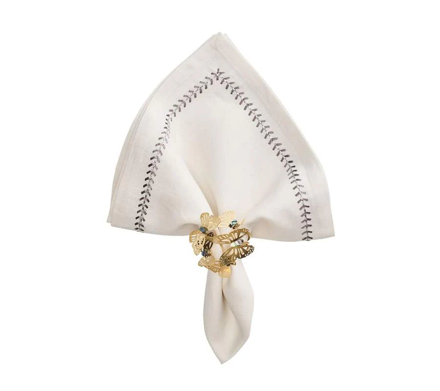 Kim Seybert Herringbone Gunmetal Napkin - Image 2