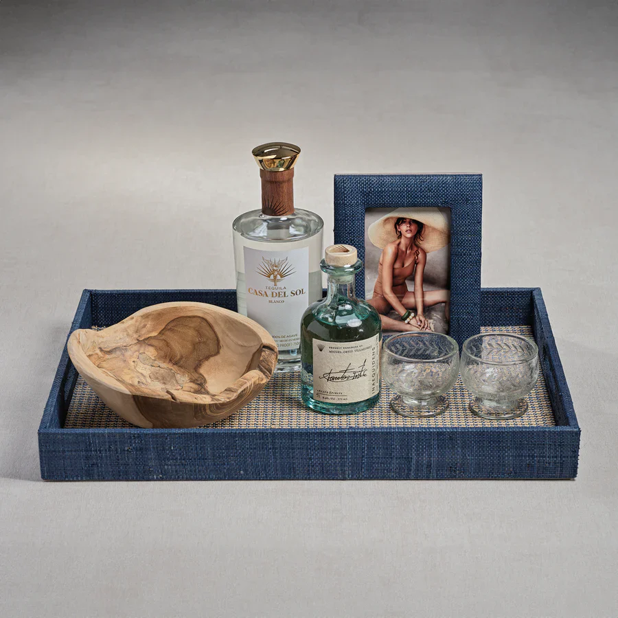 Houndstooth Raffia Tray - Image 2