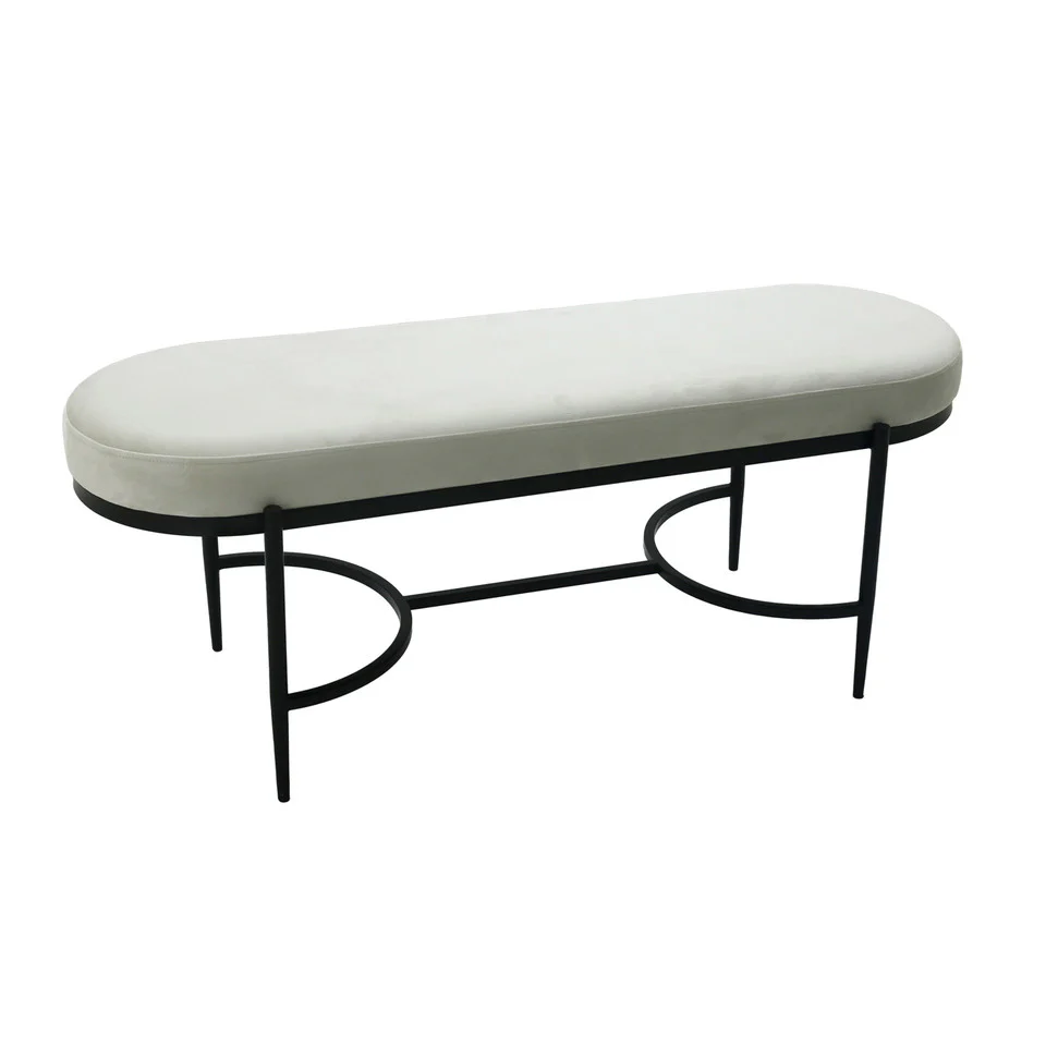 Kinross Cream Velvet Bench - Image 3