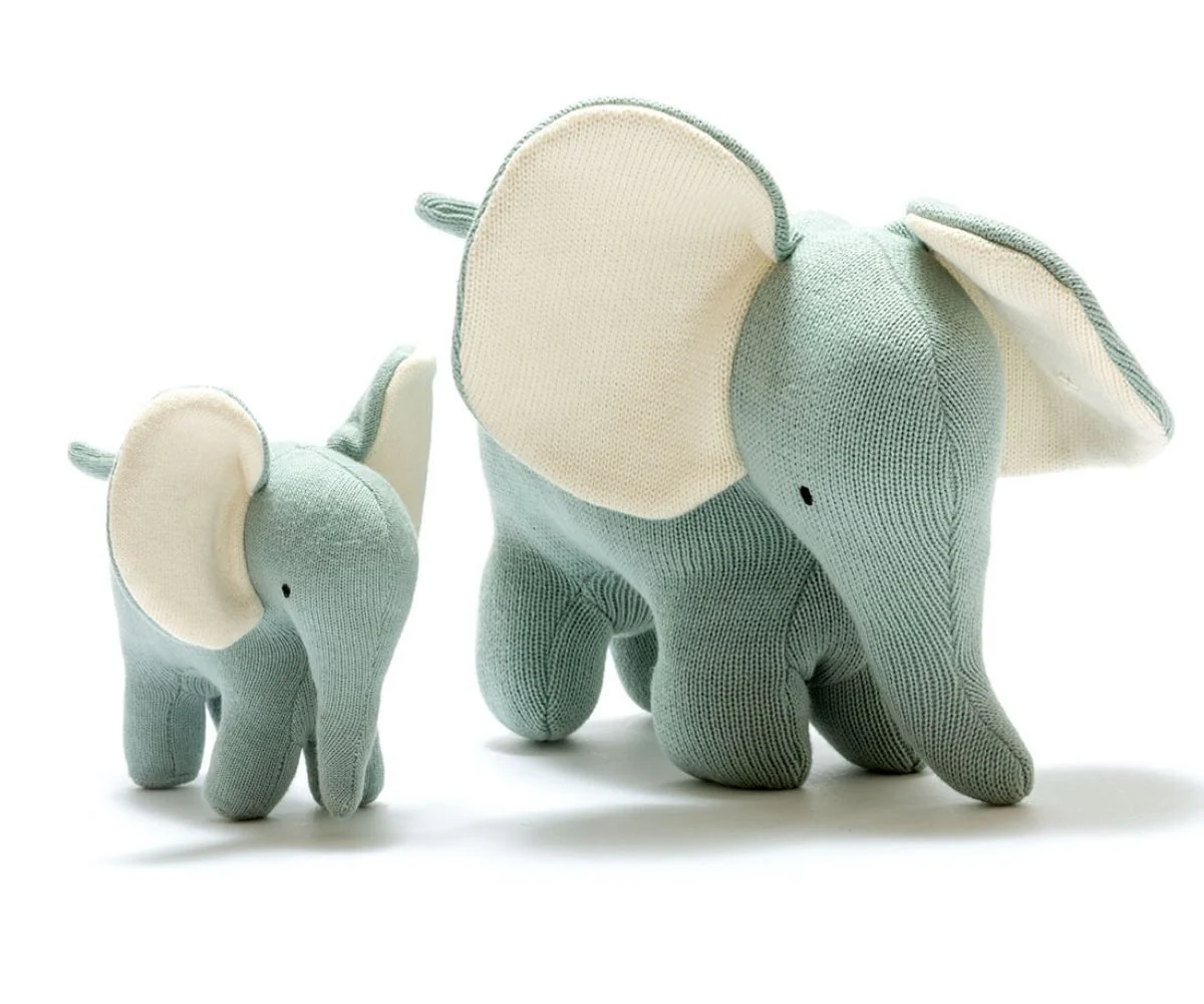 Knitted Organic Cotton Elephant Baby Scandi Toy - Image 2