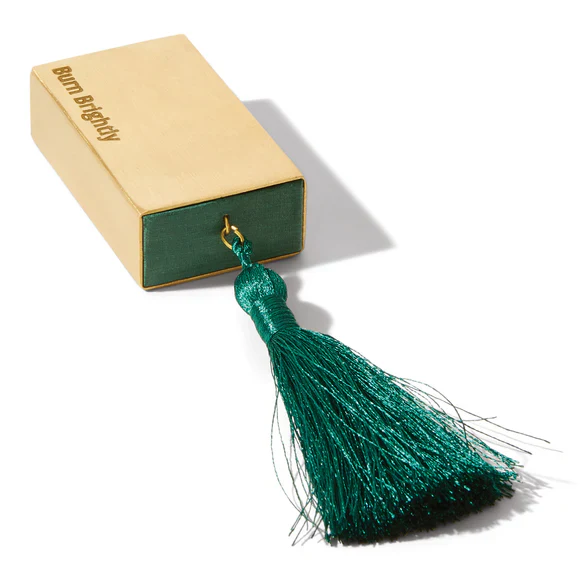 Skeem Merriment Brass Matchbox with Evergreen Tassel
