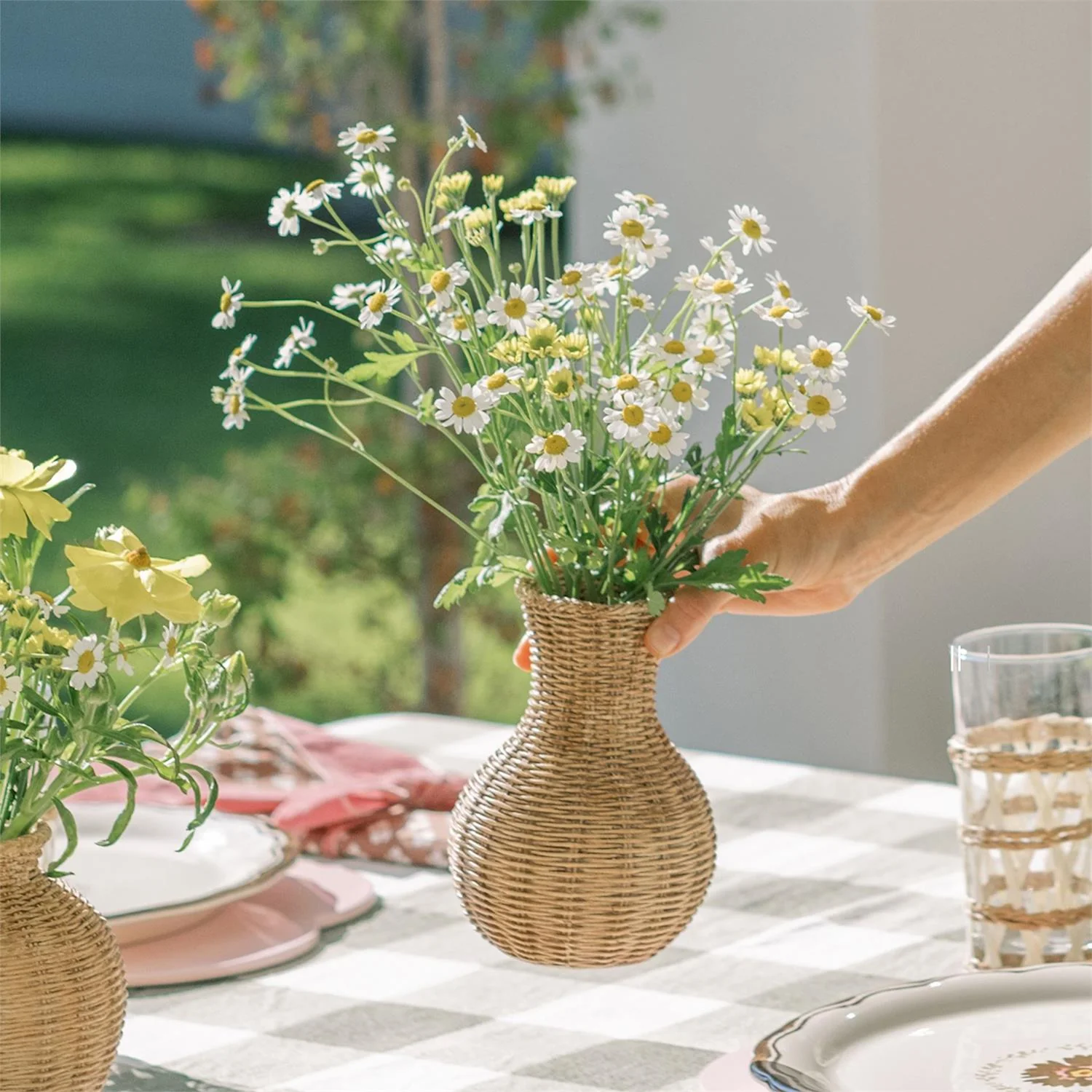 Natural Beauties Basket Weave Vase Set Of 5 - Image 2
