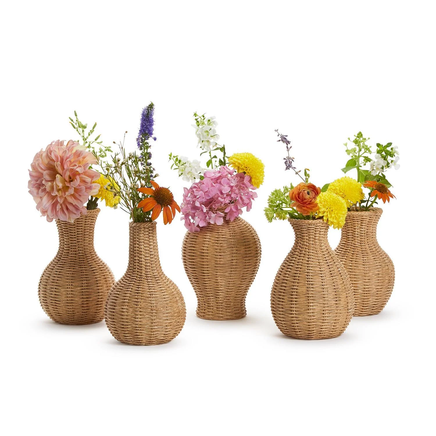 Natural Beauties Basket Weave Vase Set Of 5 - Image 3
