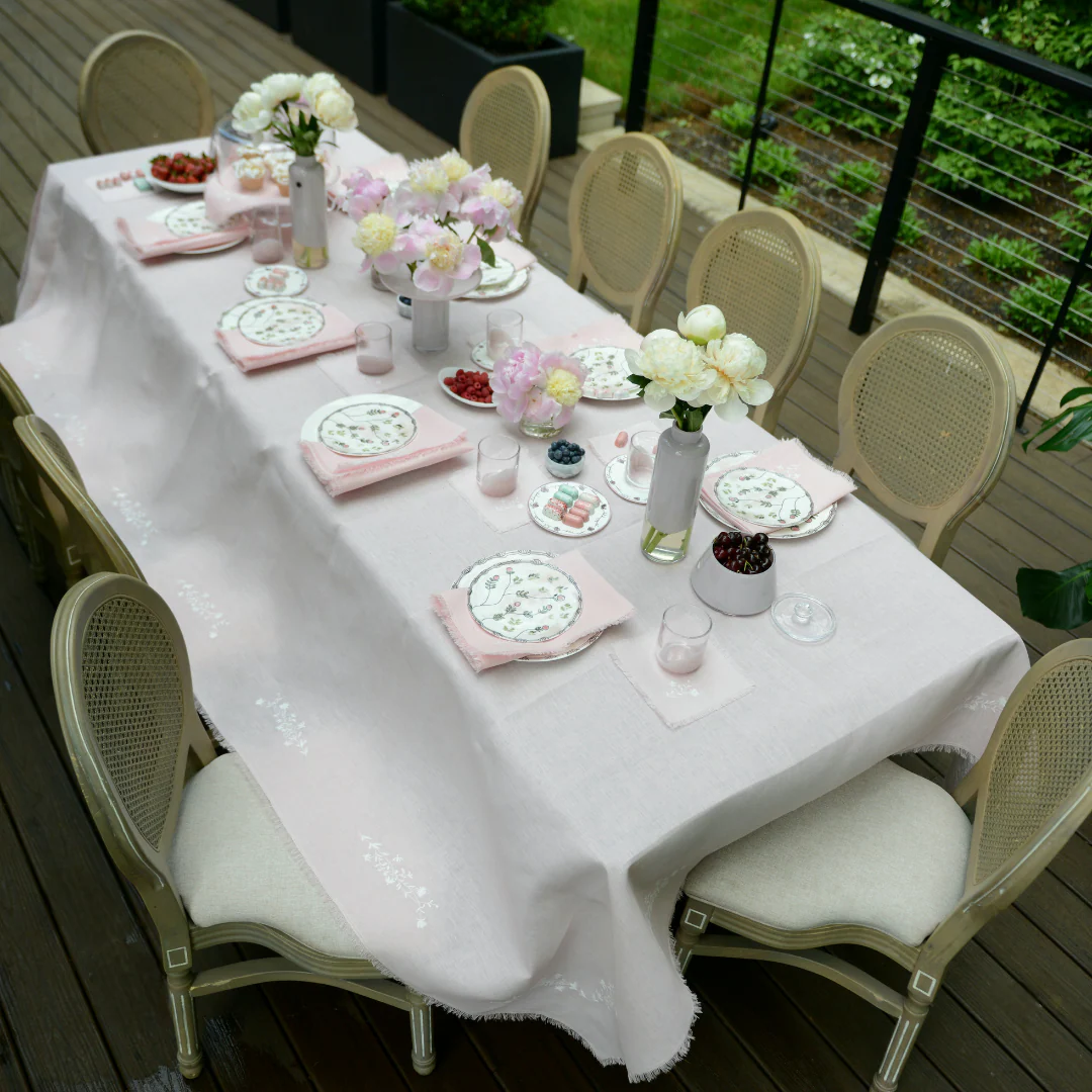 Pink Frayed Meadow Tablecloth - Image 2