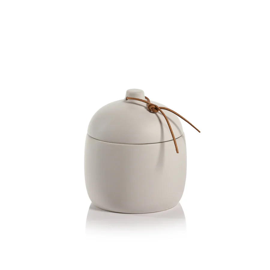 Prado Ceramic Canister with Leather Tie - Image 2