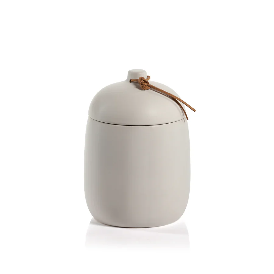 Prado Ceramic Canister with Leather Tie - Image 3