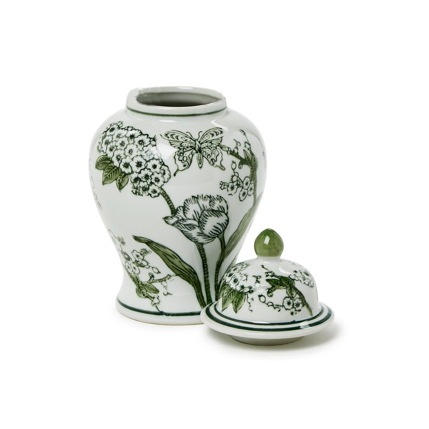 Green and White Chinoiserie Jar with Lid - Image 6
