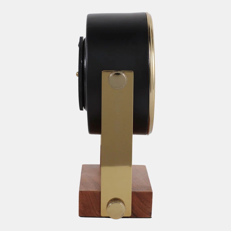 Round Clock On Wood Base - Image 3