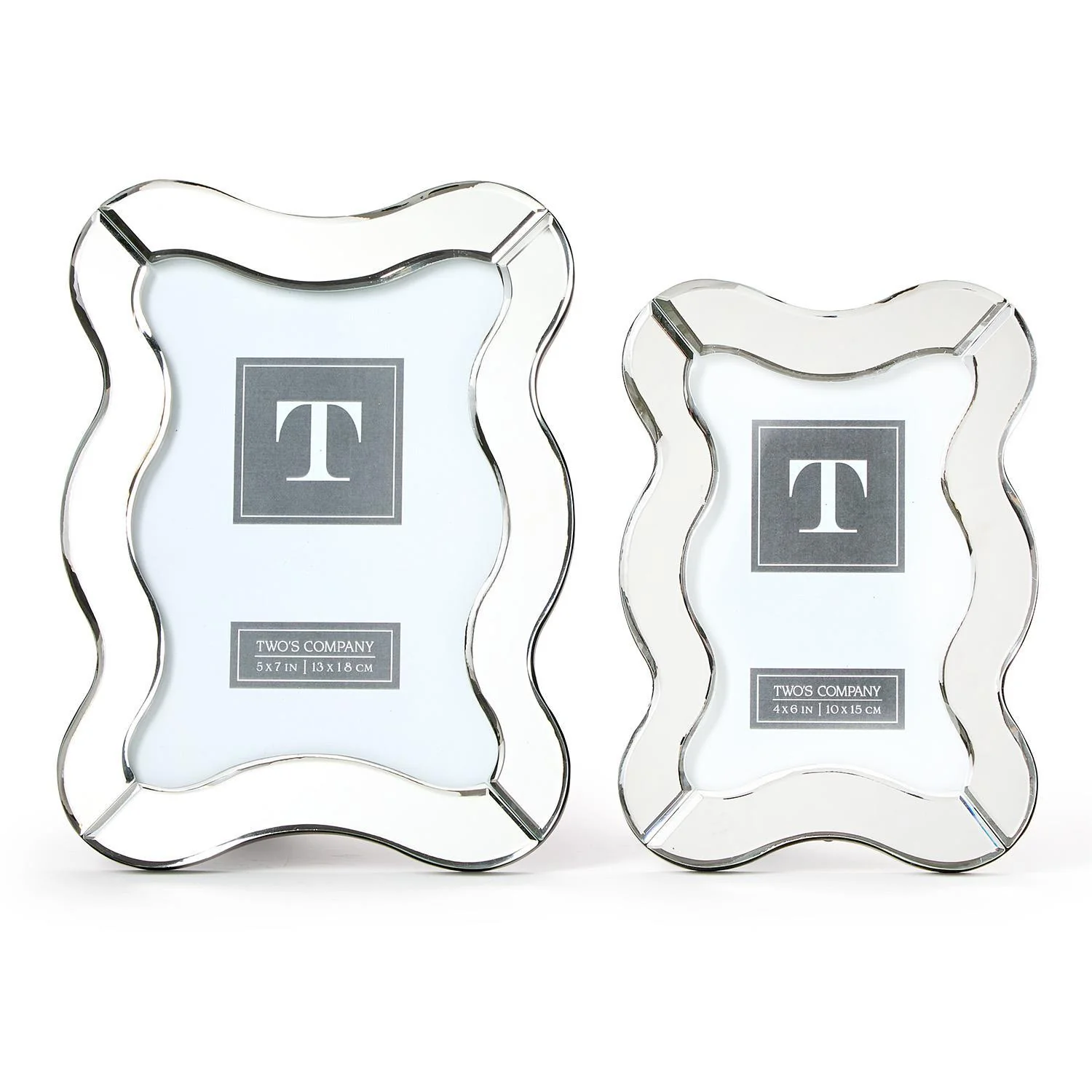 S/2 Scalloped Cut Mirror Photo Frames - Image 2