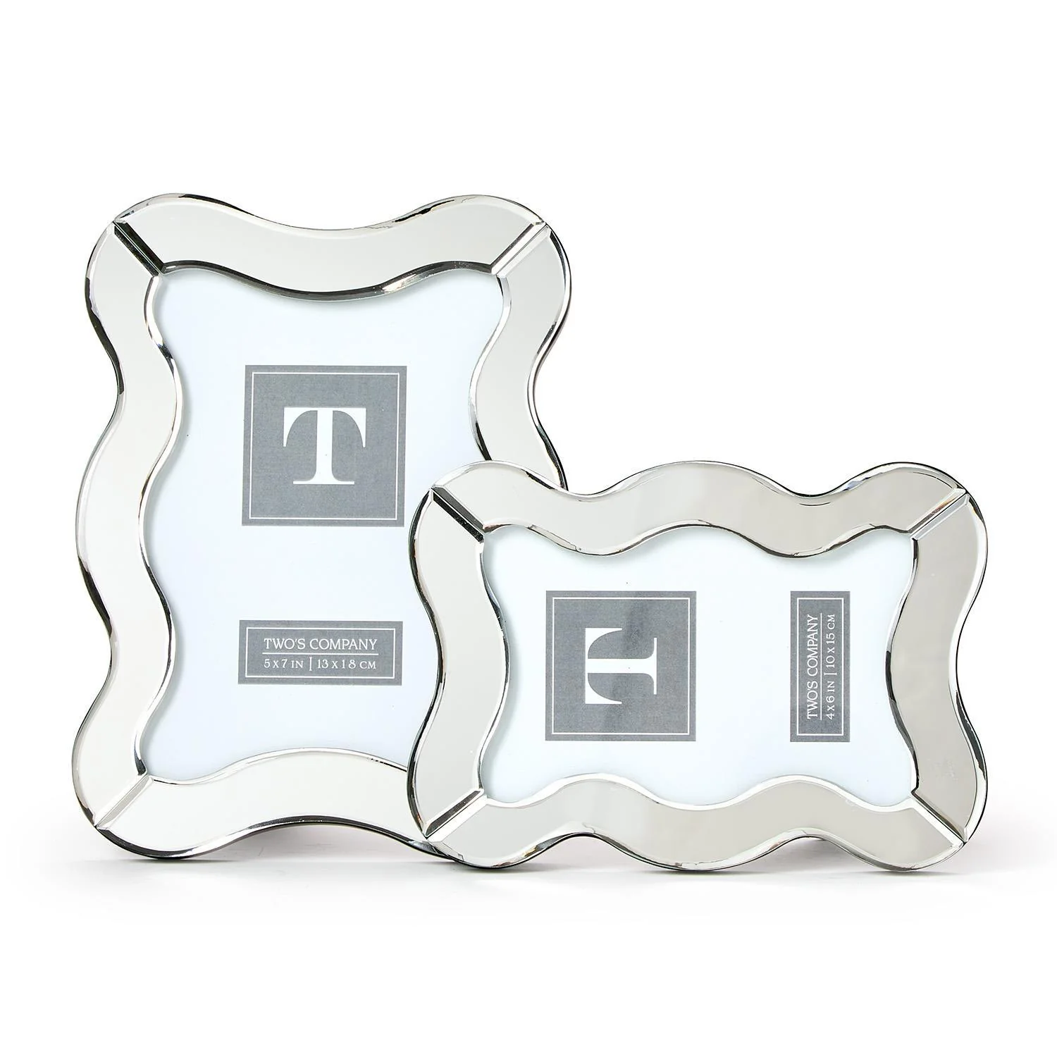 S/2 Scalloped Cut Mirror Photo Frames - Image 3