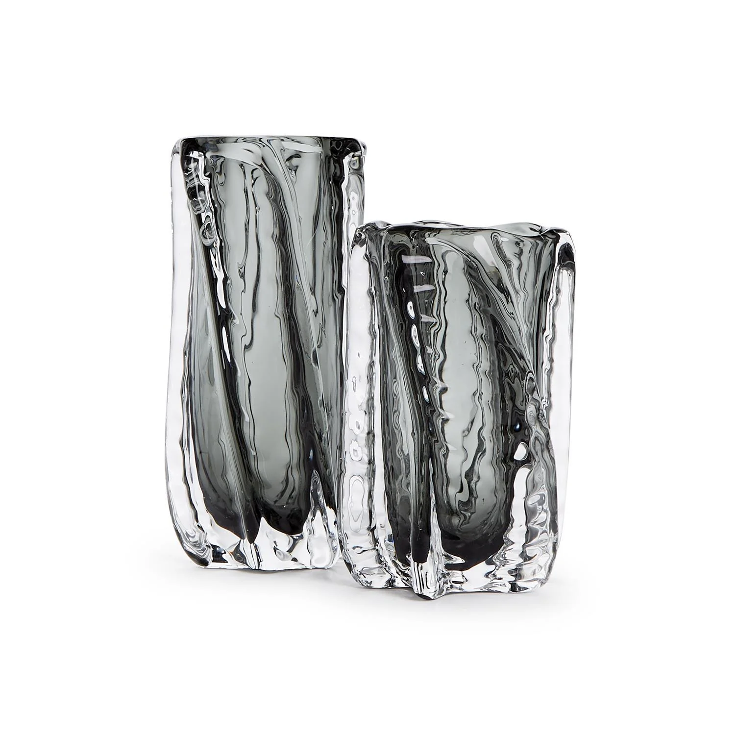S/2 Vendome Smoke/Clear Art Glass Vase