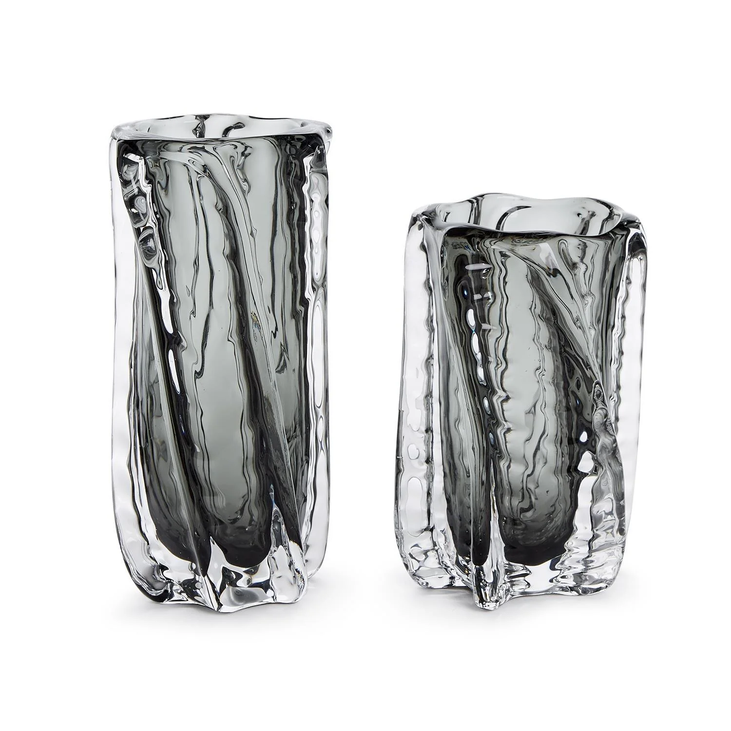 S/2 Vendome Smoke/Clear Art Glass Vase - Image 2