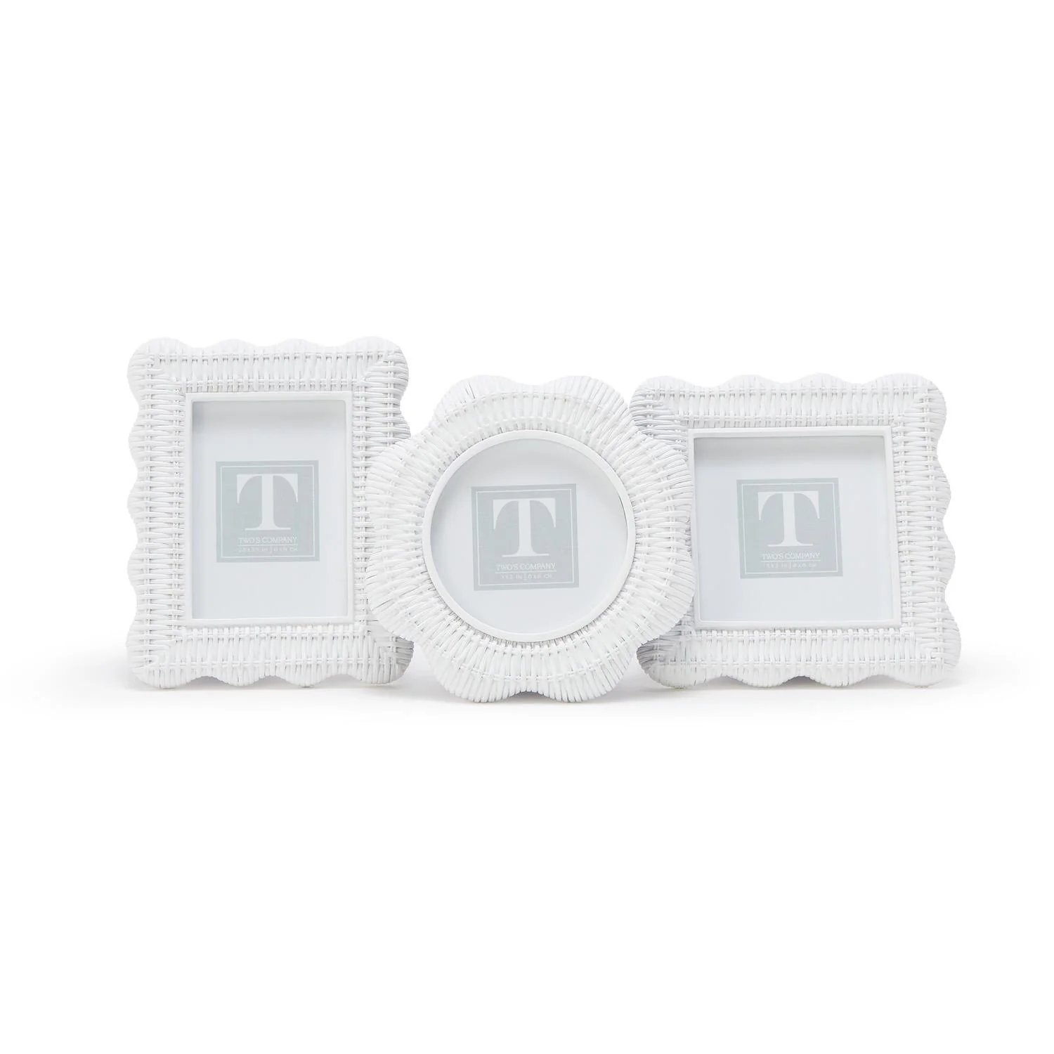Scallop Rattan Weave Frames Set Of 3