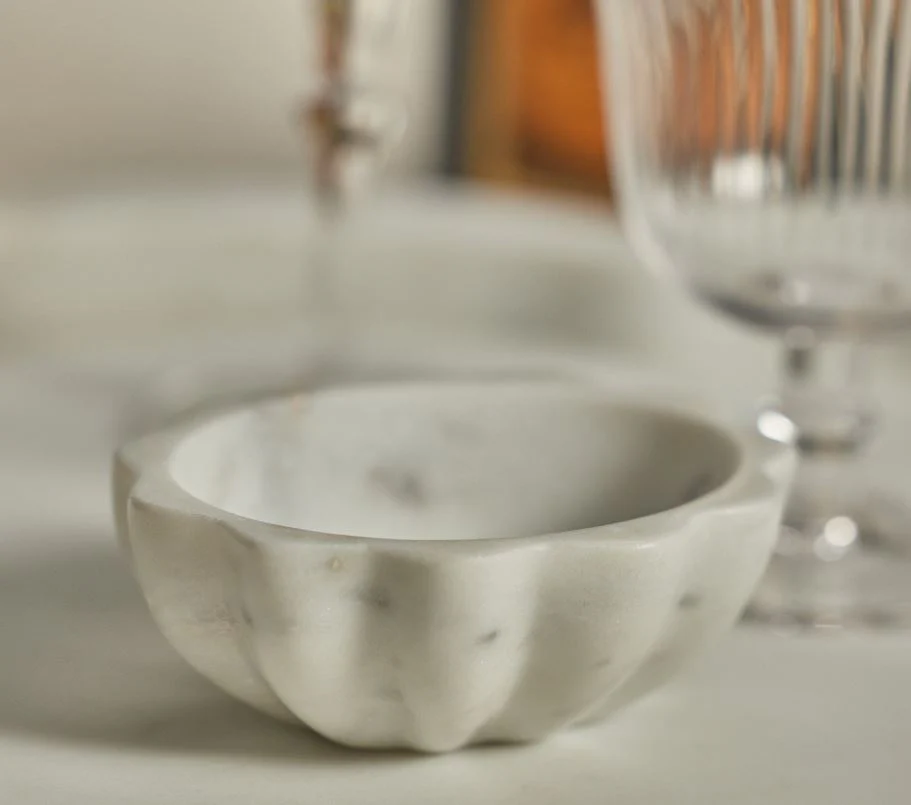 Scalloped Marble Condiment Bowl - Image 2