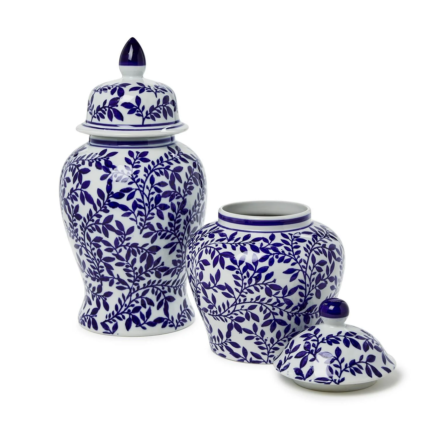 Set of 2 Blue and White Chinoiserie Jars - Image 3