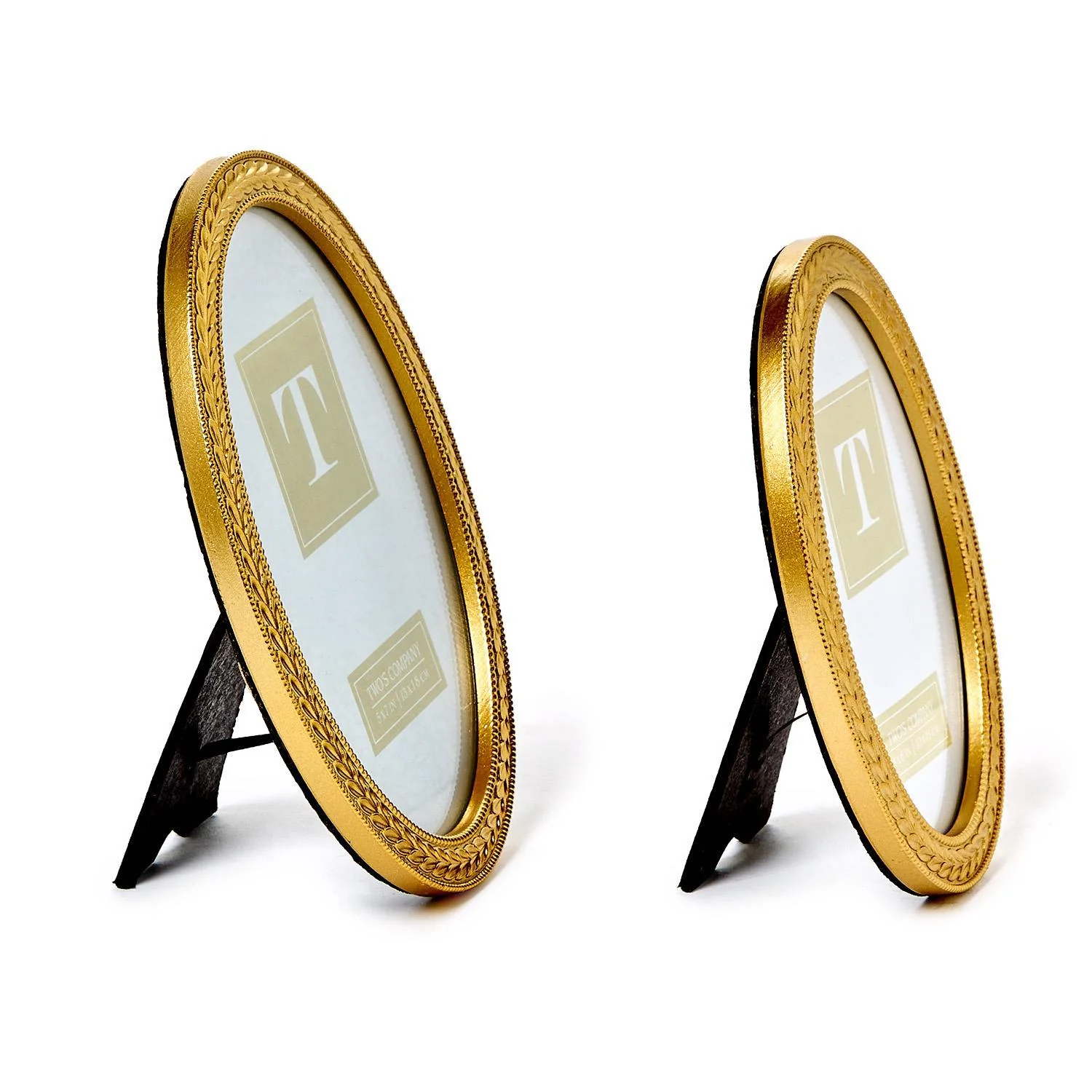 Set Of 2 Laurel Wreath Gold Oval Photo Frame - Image 2
